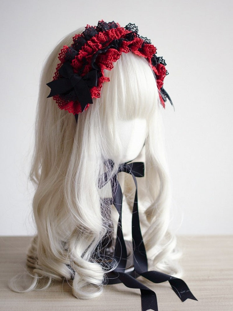 Color Blocked Hairband Color Options 9 Lace Lolita Multi-layer –