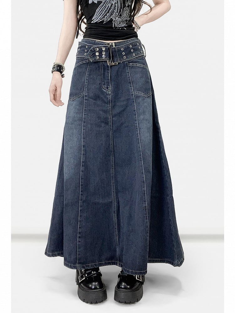 Skirt Blue A-Line Dark