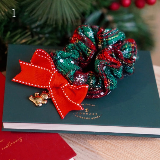 2 Weihnachtsoptionen Bär Scrunchie Rot Charm Vibes Grün Und