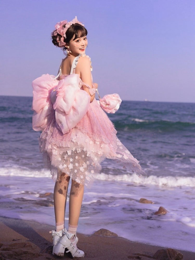 ベストセラー ライトピンクのキュートなビッグリボンバックパック