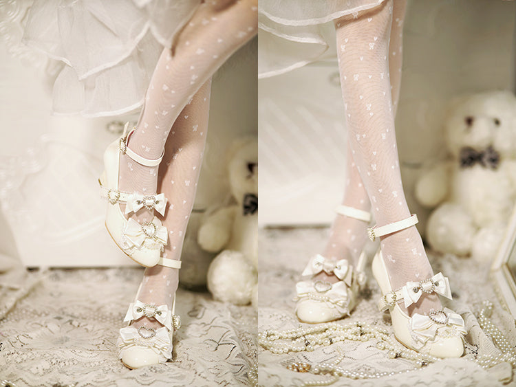 Schuhe Mary Wedge Gyaru Fashion Herz Jirai Heels Weiß Janes Kei Cut-out