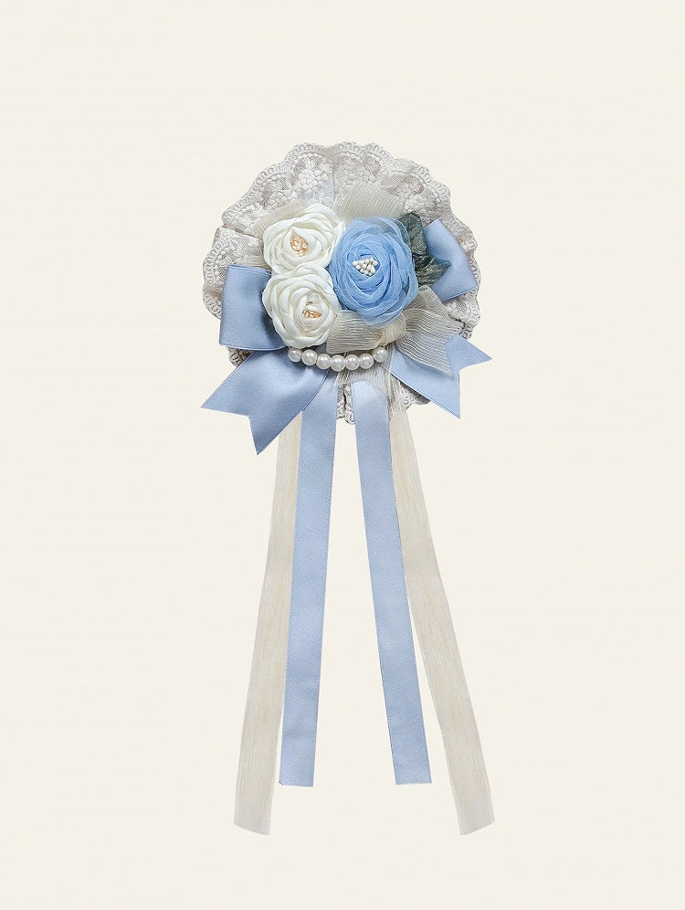 Floral Black Blue Hairclip /