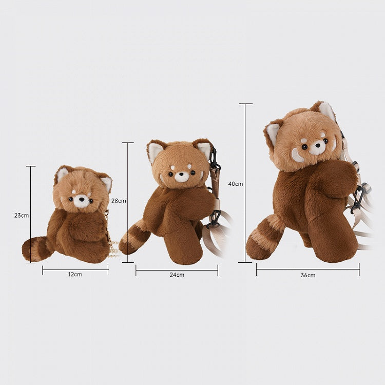 + Apple Red Backpack/Crossbody Brown 28/40 cm Panda/Apple Bag Cute Keychain Plush Hat Panda