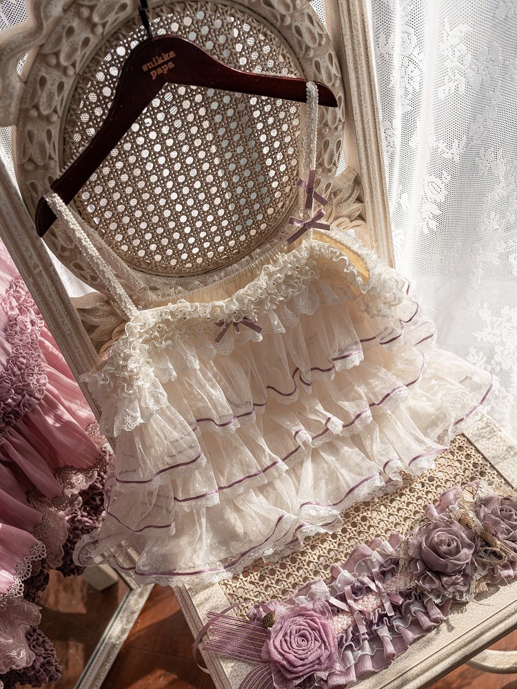 Top Tulle Purple Dotted Tiered Cami