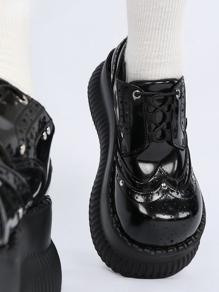 Lace-Up - Platform Details Shoes Design Bittersweet Black Studded