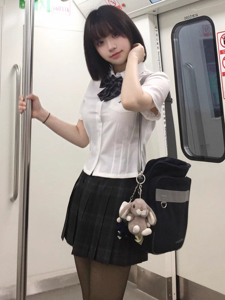 Preppy White Shirt Style Buchstabenstickerei Uniform JK