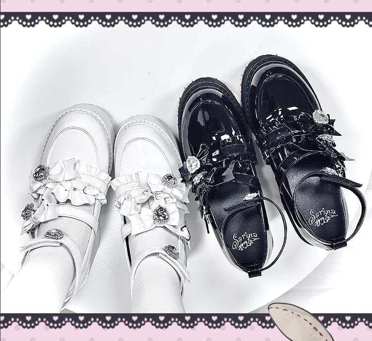 mit Landmine Matte 10cm Absatz Plateau Strasssteine Chunky Glitter Weiß Bowknot Schuhe Stil Herz