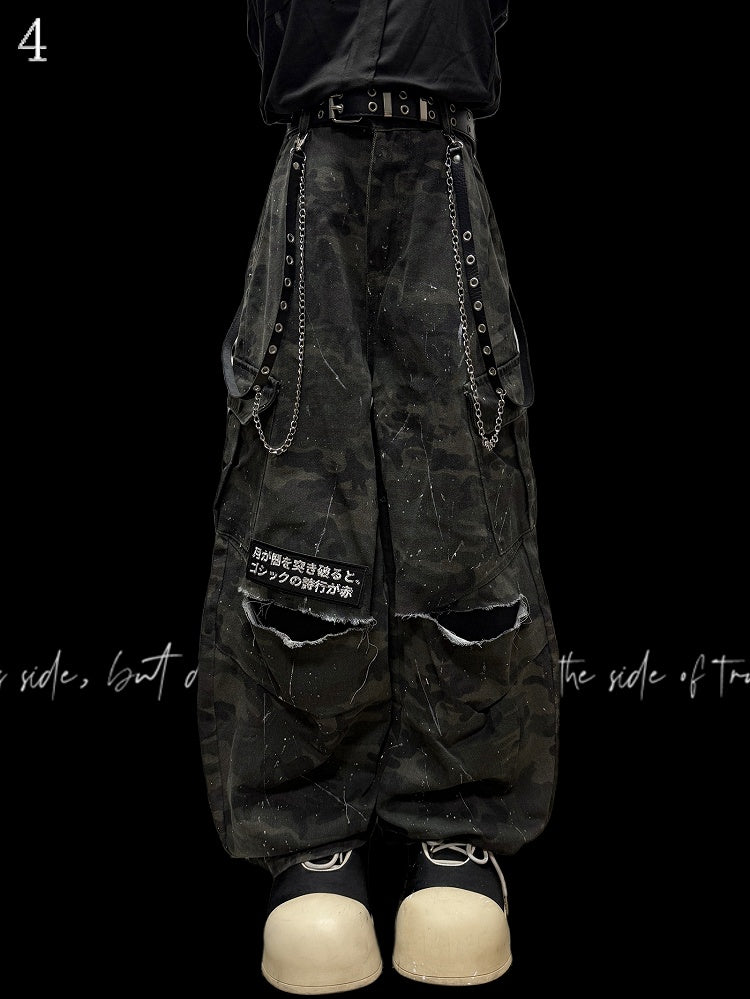 Weites Bein Cargo Army Grün Muster Hose Camo