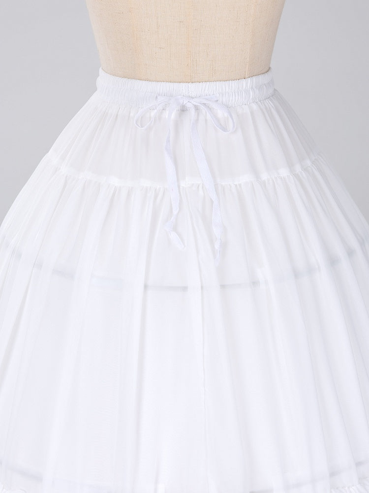 Hemline Birdcage Petticoat Tiered 75cm White/Beige Chiffon Fish-bone