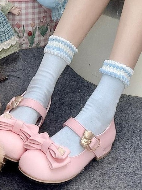Calf Red/Yellow/Blue/White Lolita Socks