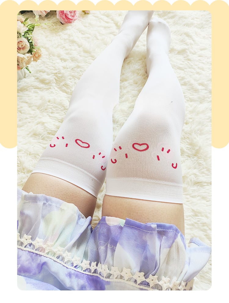 White Sweet Over Knee Stockings