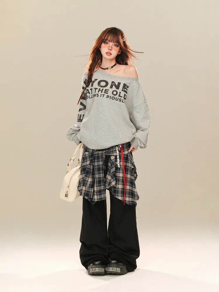 Black Plaid Pants Accessory Cut Wide-leg with