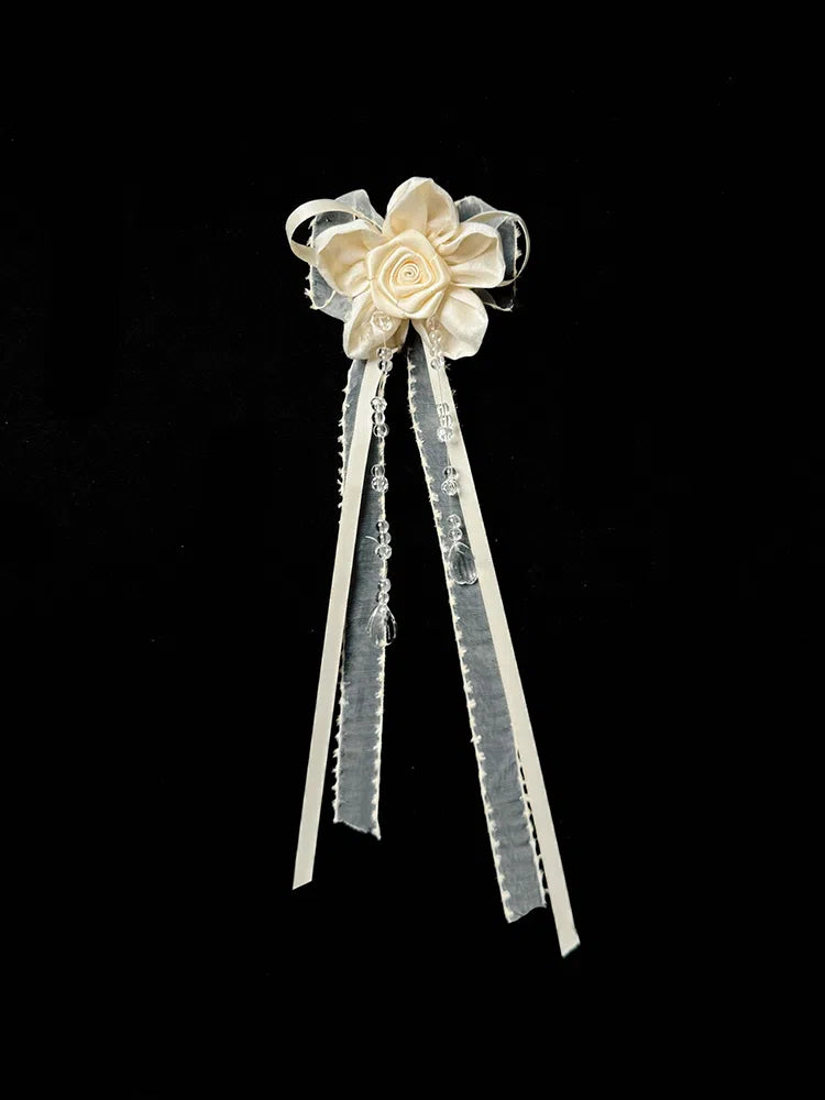 Brooch Flower / Purple Black Beige Red