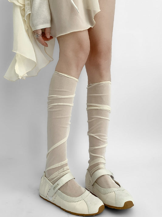 Under-Knee Beige/Pink/White/Nude Loose Stockings