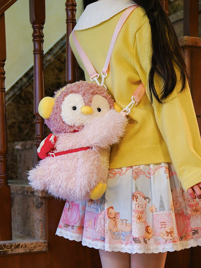 Pink Bag 2 Penguin Options Cute Middle/Large + Backpack/Crossbody Keychain Plush Size
