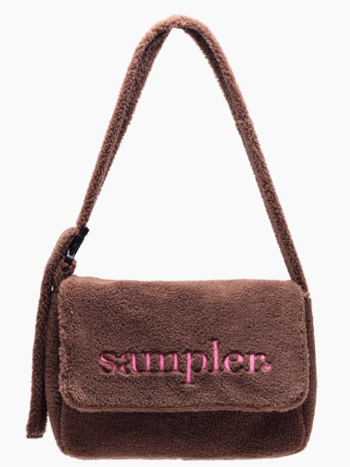 Letter Embroidered Fuzzy Tote Bag With Adjustable Strap - Perfect For Fall And Winter Brown