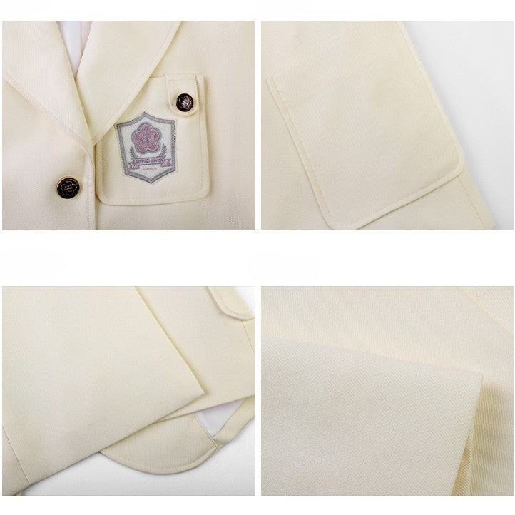 Style Collar Beige/Purple/Pink Uniform JK Blazer Preppy Notched