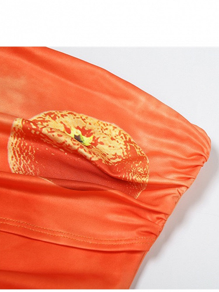 Holiday Orange Tube Sacrf Dress With