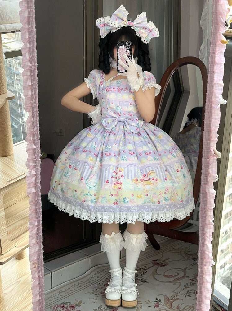 Cherry and Ice Cream Purple Summer Sweet Lolita Dress
