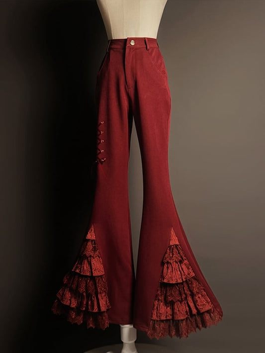 Hosenbündchen Rote Spitze Stufenpatches Ausgestellt