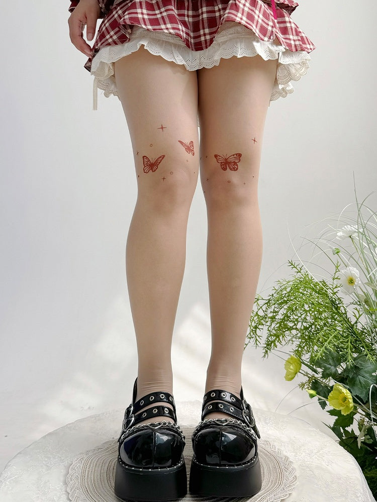 Nude Butterfly Tatto Lolita Tights