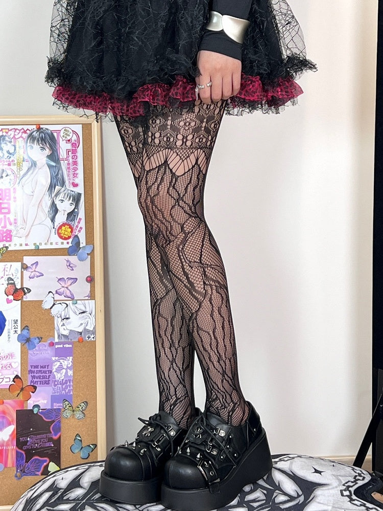 Tights Hollow-out Black Cut-out Design Details