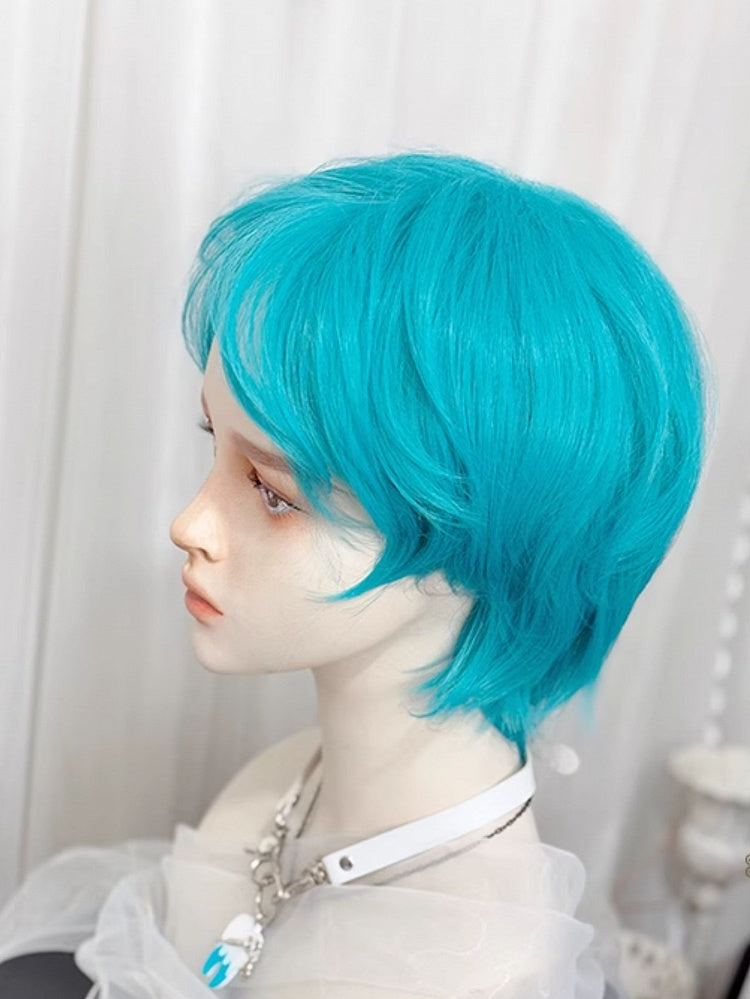 Perücke im blauen Stil mit Ouji-Glattpony, 35 cm Länge