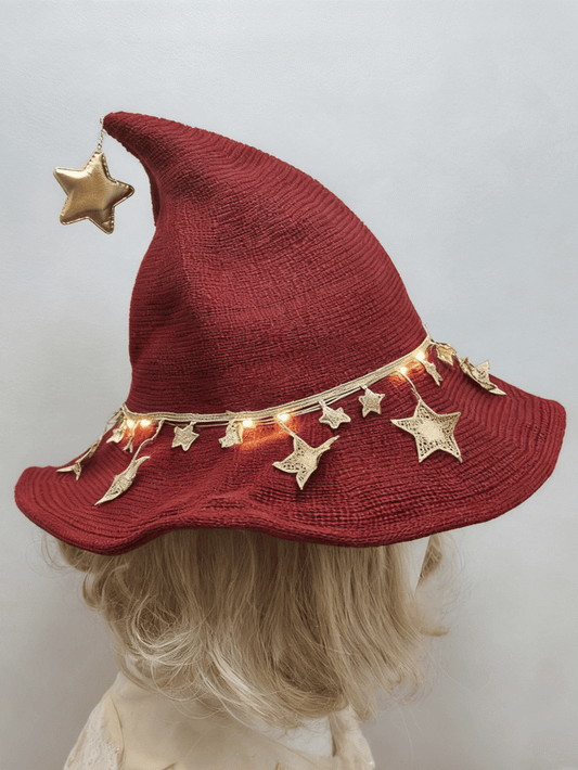 2 Stars Hat Red Halloween Wine Options Witch Decoration