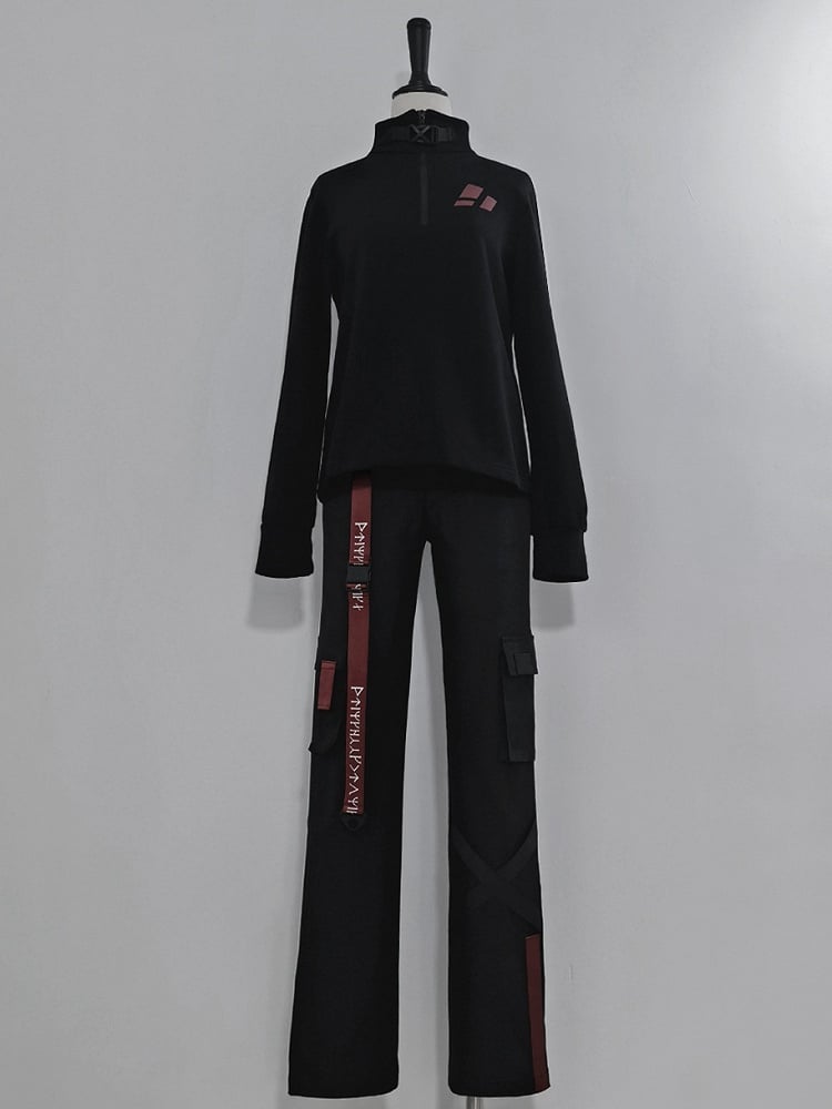 Cargo Futuristic Buckle Strap Lolita Techwear Ouji Pants Black