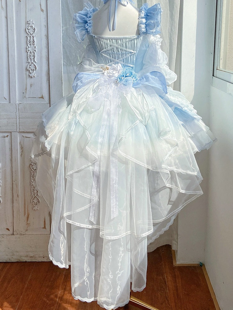 Pink Green Blue Train Tulle Floral /