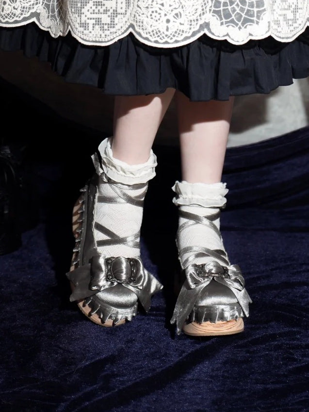 Platforms Lolita PU - Crisscross Silver Sweet Design