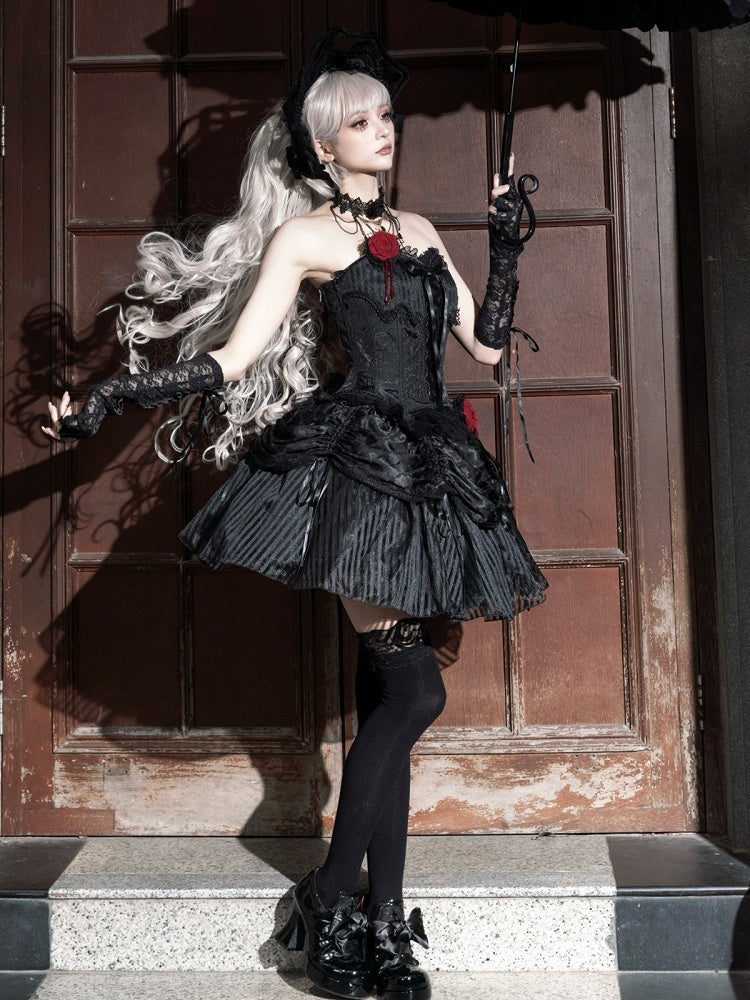 Lolita Black Drawstring Gothic Skirt