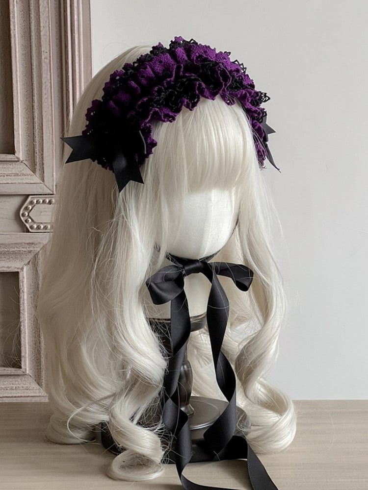 Color Blocked Hairband Color Options 9 Lace Lolita Multi-layer –