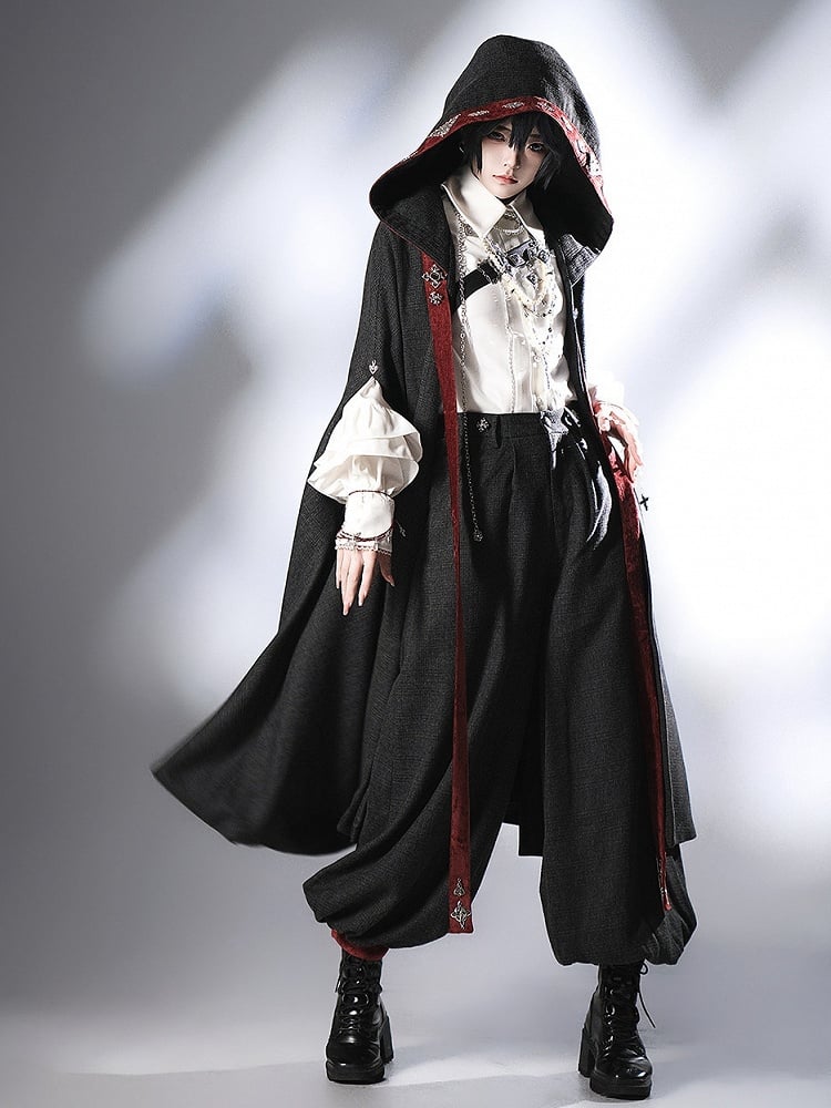 Black Ouji Lolita Knickerbockers Red Cuffs Pants