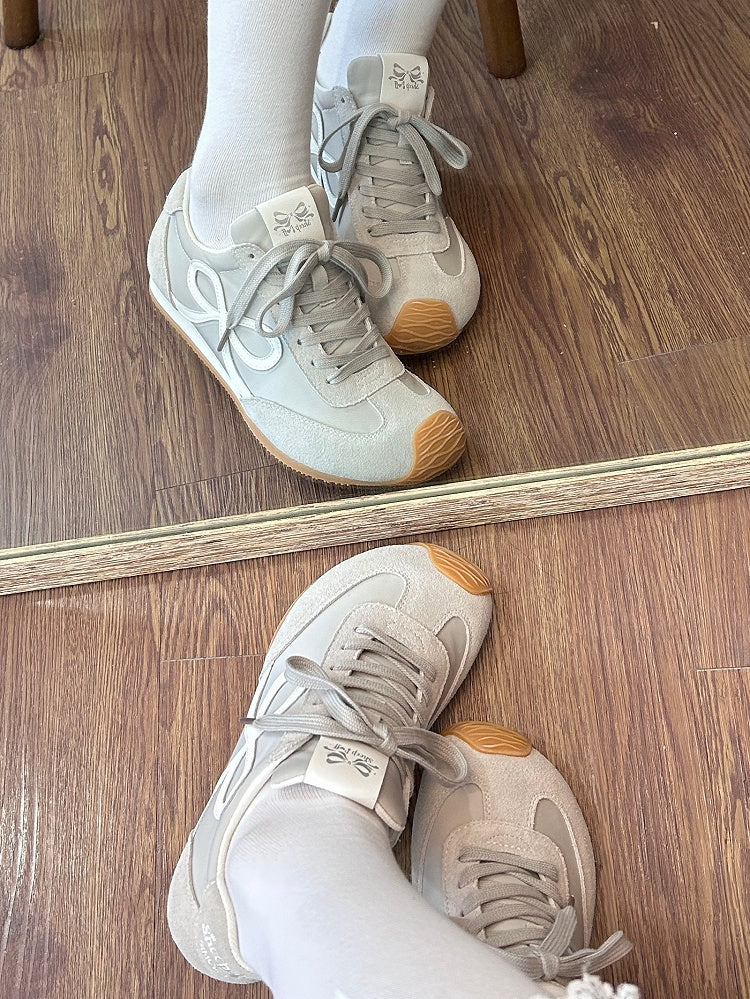 Schnürschuhe mit Schnürung vorne, graues Design, Schleife