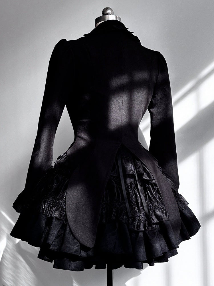 Black Gothic Lolita Butterfly Wings Shaped Hem Blazer
