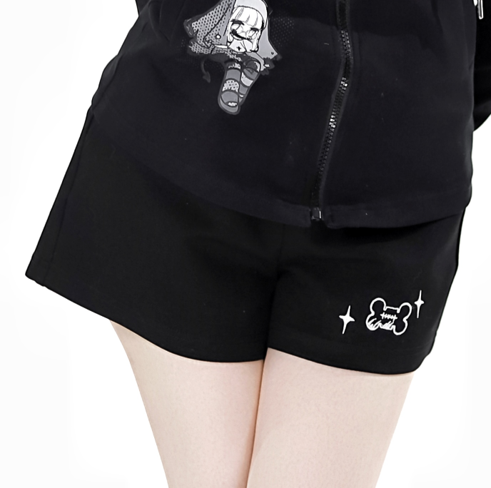 White Bone Embroidered Shorts Stripes Black/Gray/Black