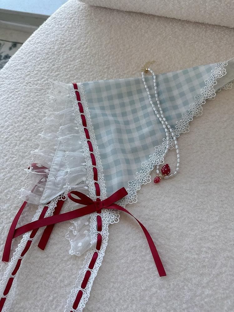 Pink / Red / Black / Blue / Purple Gingham Triangle Scarf