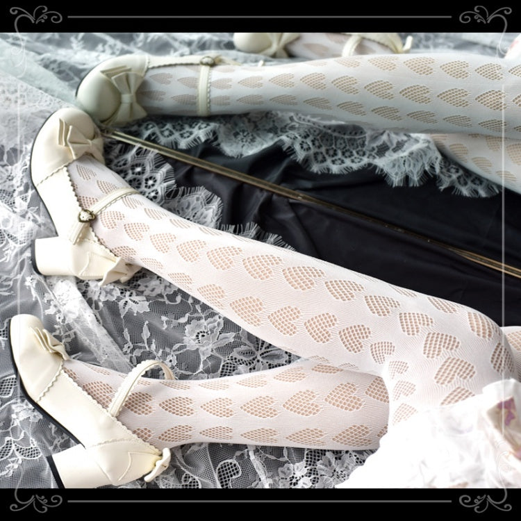 Black / White Heart Pattern Tights