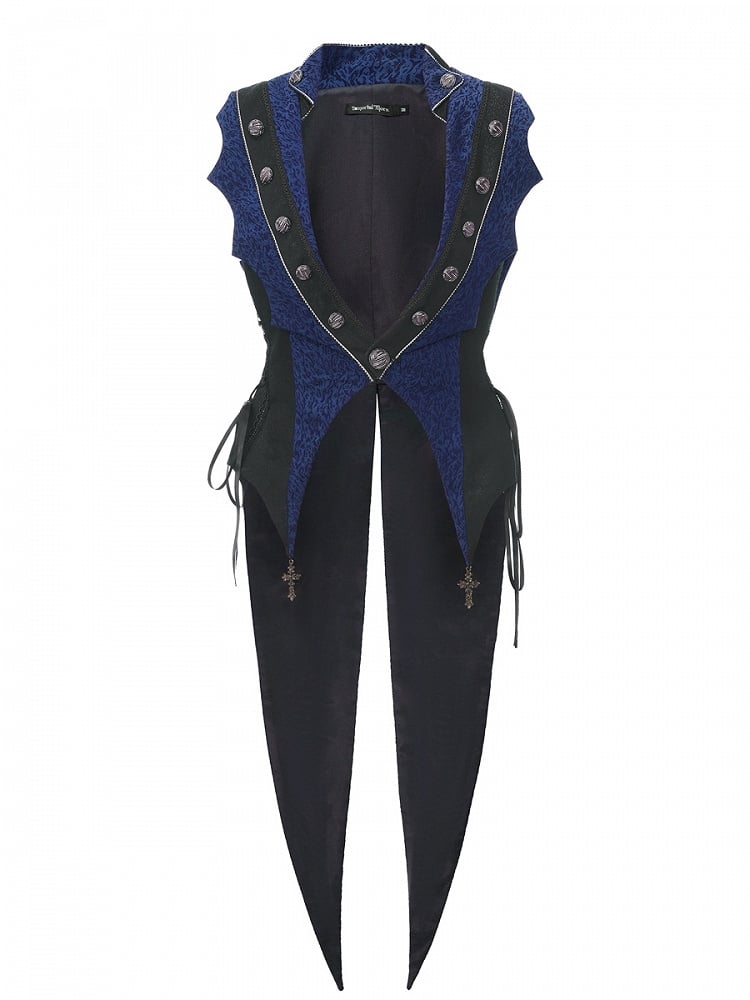 Stil Elegant Charms Ouji mit Kreuz Weste Blau Dunkel Lolita Split-Tail Prince
