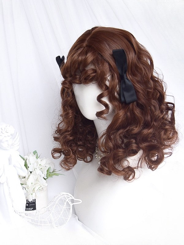 40CM Wig Length Bangs With Brown Curly