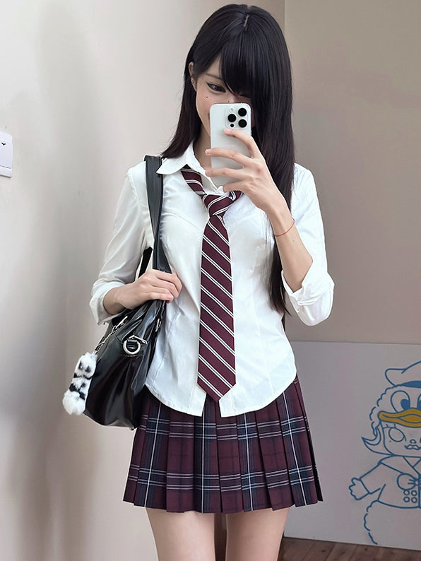 Lange Version Weiß Stil Ärmel JK Shirt Uniform Preppy
