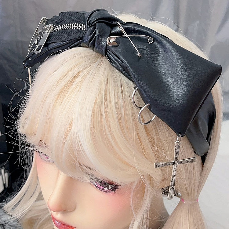 Reißverschluss Bowknot Punk Pin Schwarz Design Kreuz Verziert Charme PU Y2K