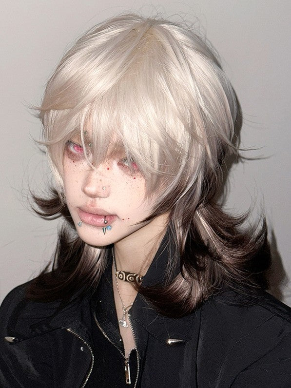 Bangs With Blonde And Air 43CM Length Ombre Brown Wavy Wig