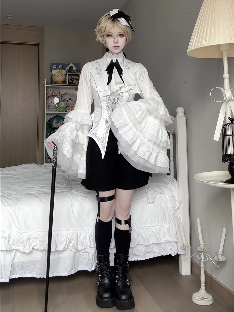 Weiße Ouji Lolita Weste mit wunderschönen Details