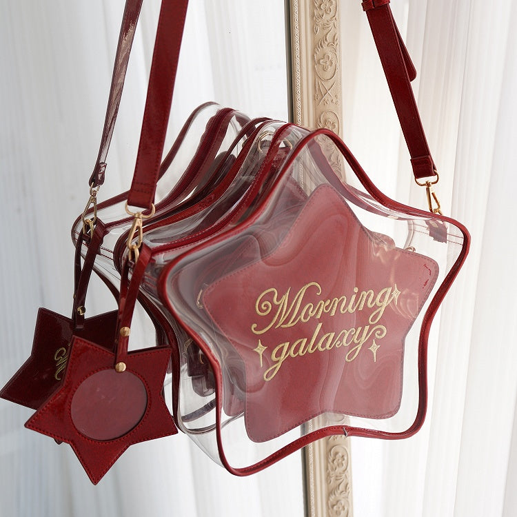 Star-shaped Ita Bag PU Red Badge Set Detachable with Charm