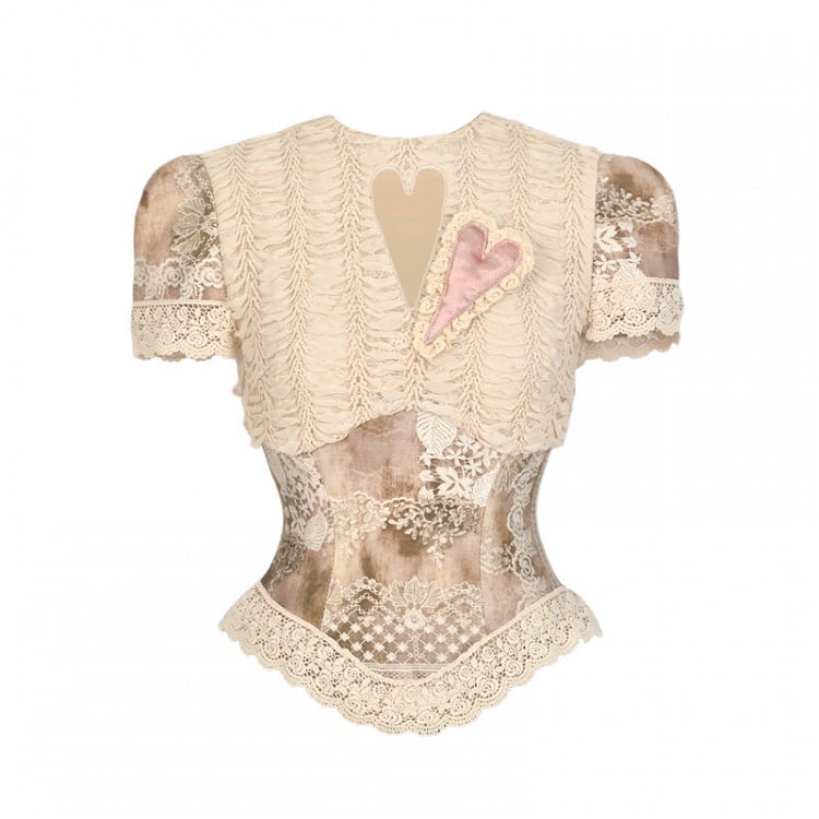 Goth Corset Cutout Love Sleeves Short Top Romantic
