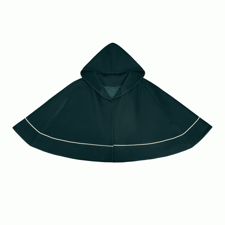 Woolen Hooded Cape Dark Green 62cm