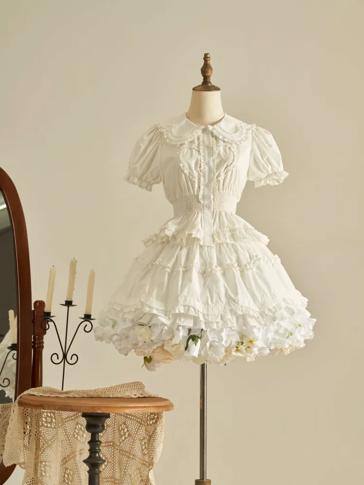 Frühlingsernte Länge Floral 35cm/45cm WeißWeiß- Petticoat