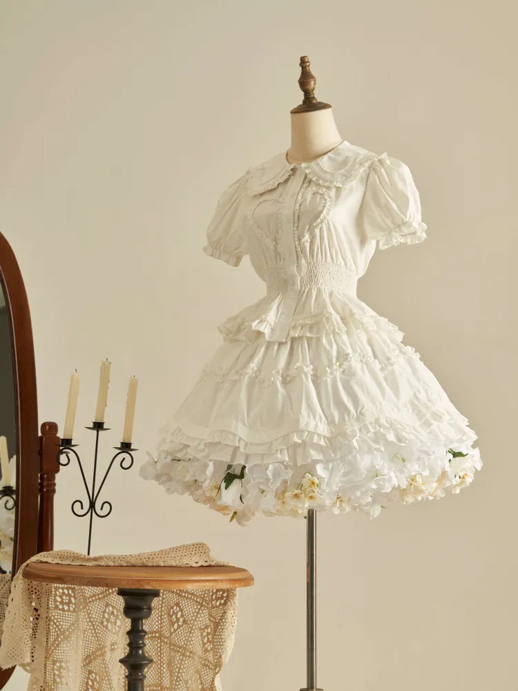 Frühlingsernte Länge Floral 35cm/45cm WeißWeiß- Petticoat